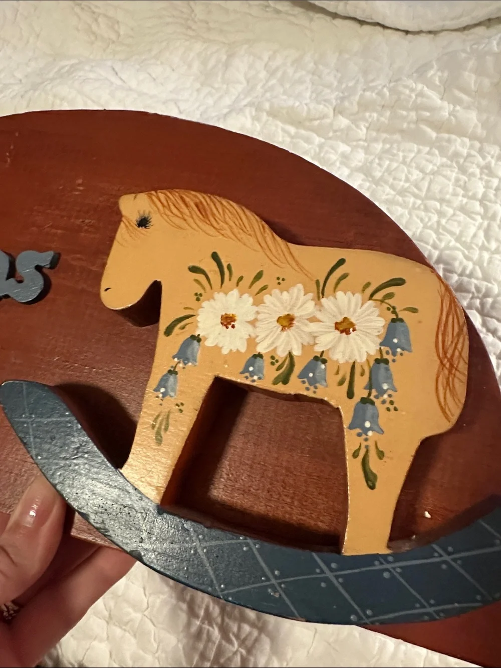 Welcome Friends Wooden Wall Hook - Yellow Horse Design